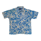 Vintage 90s light blue cotton floral pattern Hawaiian shirt size XL by Weedz